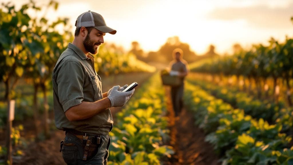 Lush organic farm field at sunrise